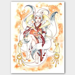 Print-Aquarellzeichnung-Fuchsgöttin