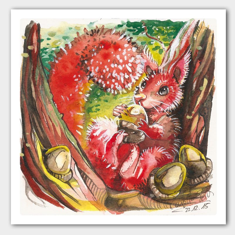 Art print squirrel watercolor